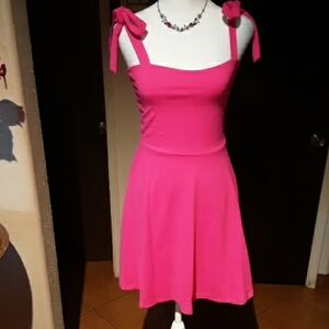 Elegant Pink Sleeveless Dress Stretch